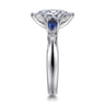 Carrie - 14K White Gold Marquise Shape Five Stone Sapphire and Diamond Engagement Ring - 0.1 ct