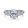 Sanaa - 14K White Gold Oval 3 Stone Diamond Engagement Ring - 0.4 ct