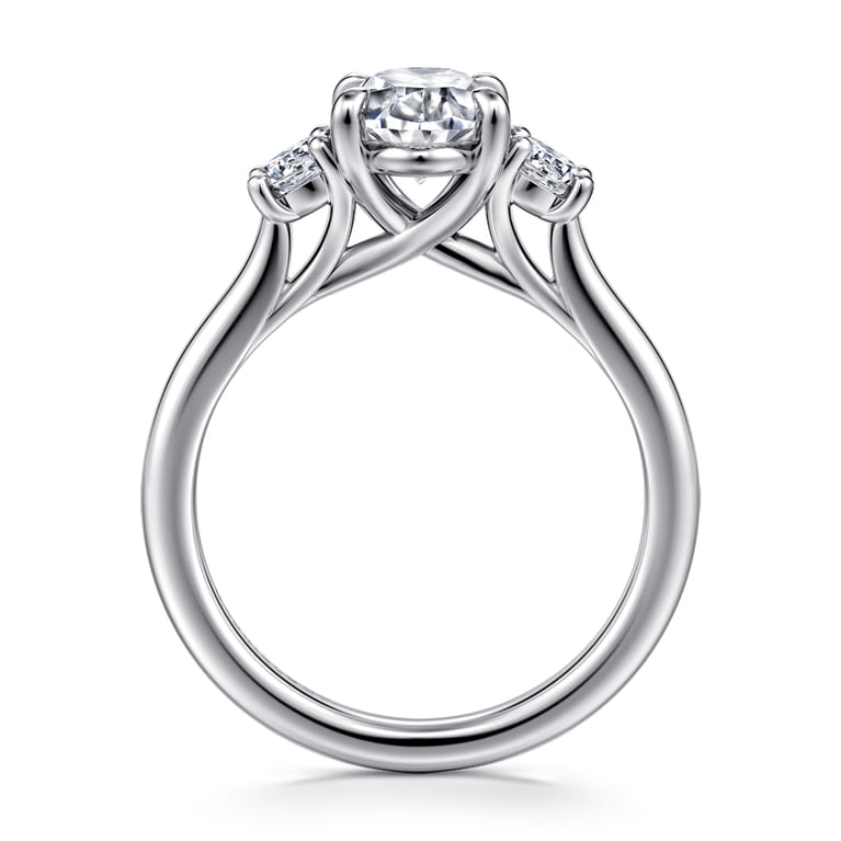 Sanaa - 14K White Gold Oval 3 Stone Diamond Engagement Ring - 0.4 ct - Shot 2