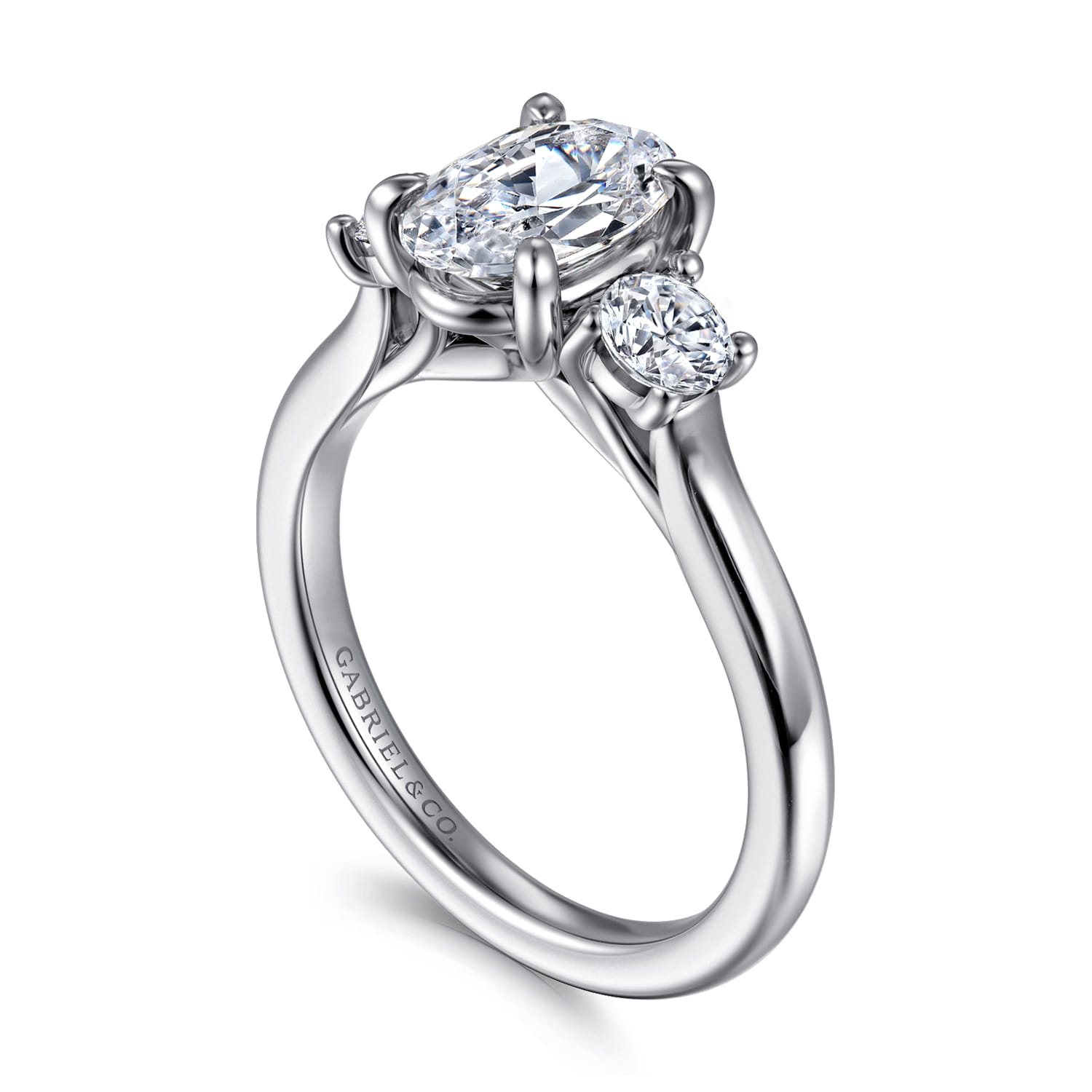 Sanaa - 14K White Gold Oval 3 Stone Diamond Engagement Ring - 0.4 ct - Shot 3