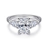 Sunday - 14K White Gold Oval Three Stone Diamond Engagement Ring - 0.38 ct