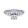 Sunday - 14K White Gold Oval 3 Stone Diamond Engagement Ring - 0.57 ct