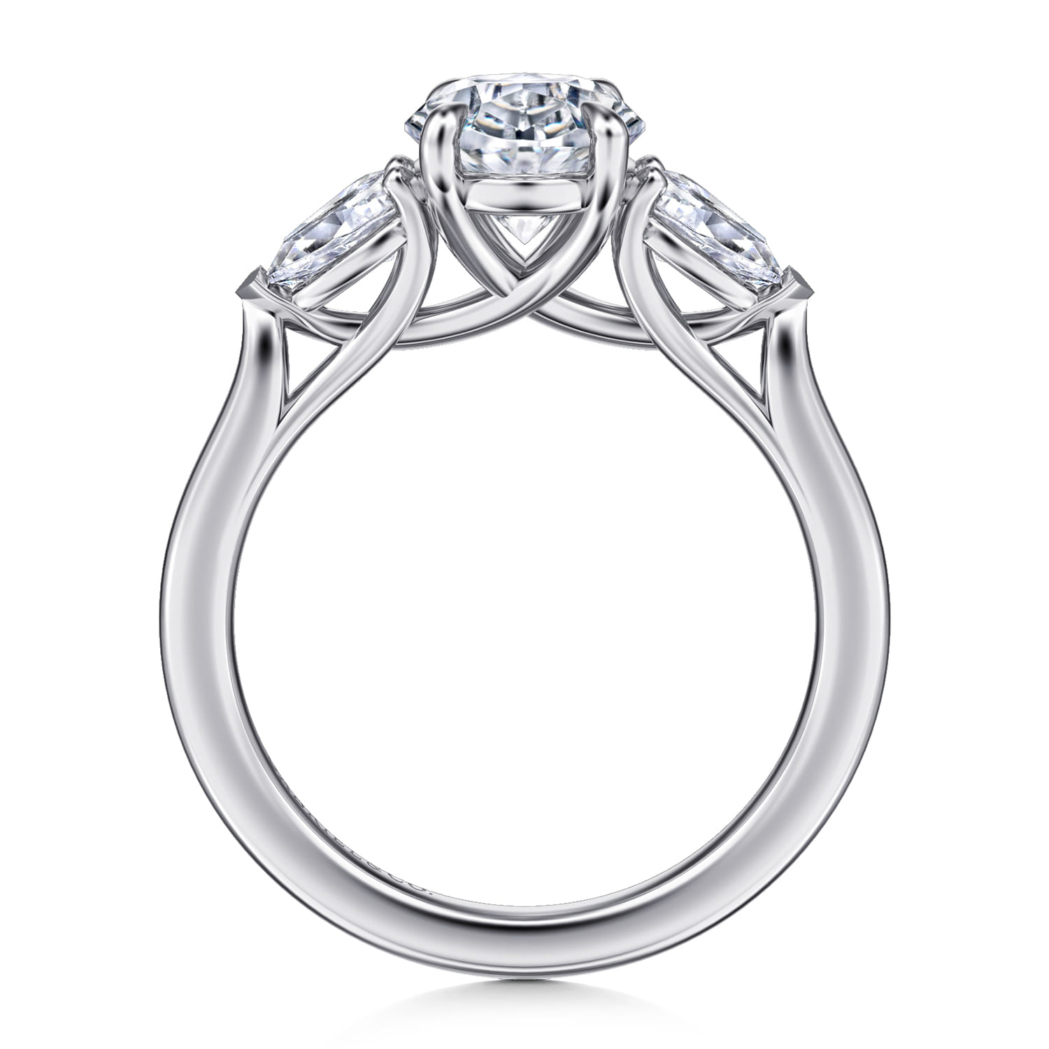 Sunday - 14K White Gold Oval 3 Stone Diamond Engagement Ring - 0.57 ct - Shot 2