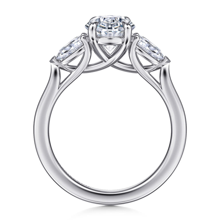 Sunday - 14K White Gold Oval 3 Stone Diamond Engagement Ring - 0.57 ct - Shot 2