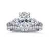 Sunday - 14K White Gold Oval 3 Stone Diamond Engagement Ring - 0.57 ct