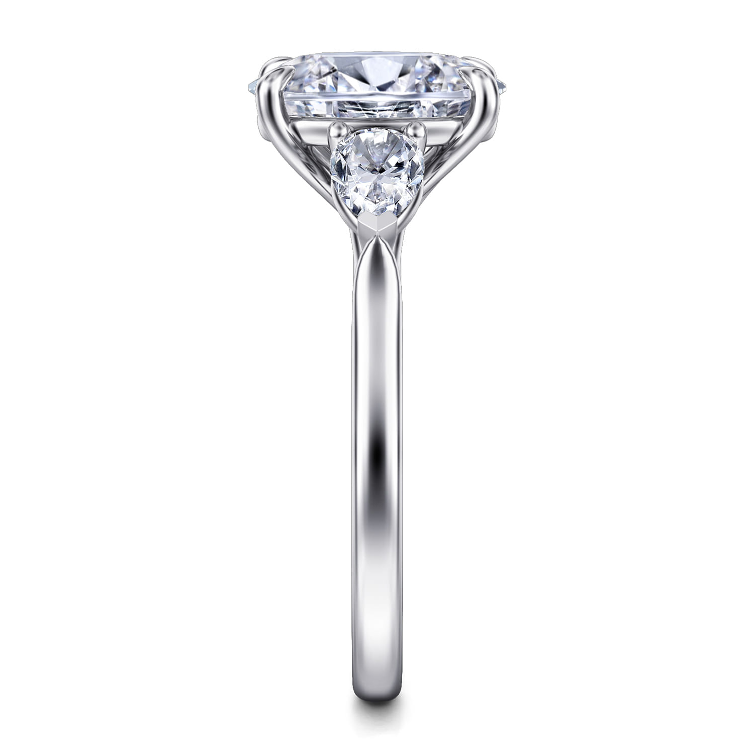 Sunday - 14K White Gold Oval 3 Stone Diamond Engagement Ring - 0.57 ct - Shot 5
