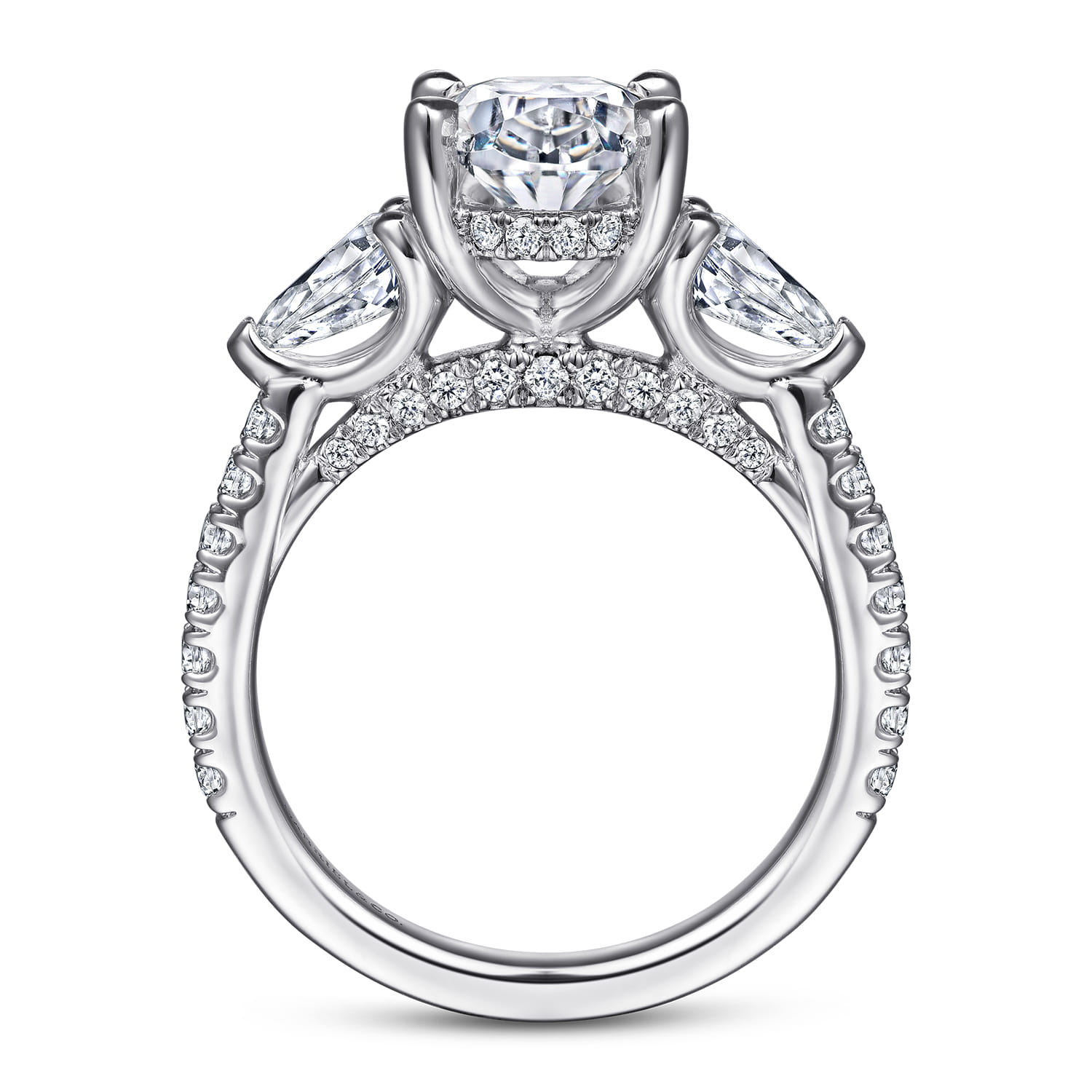 Holloway - 14K White Gold Oval 3 Stone Diamond Engagement Ring - 1.5 ct - Shot 2