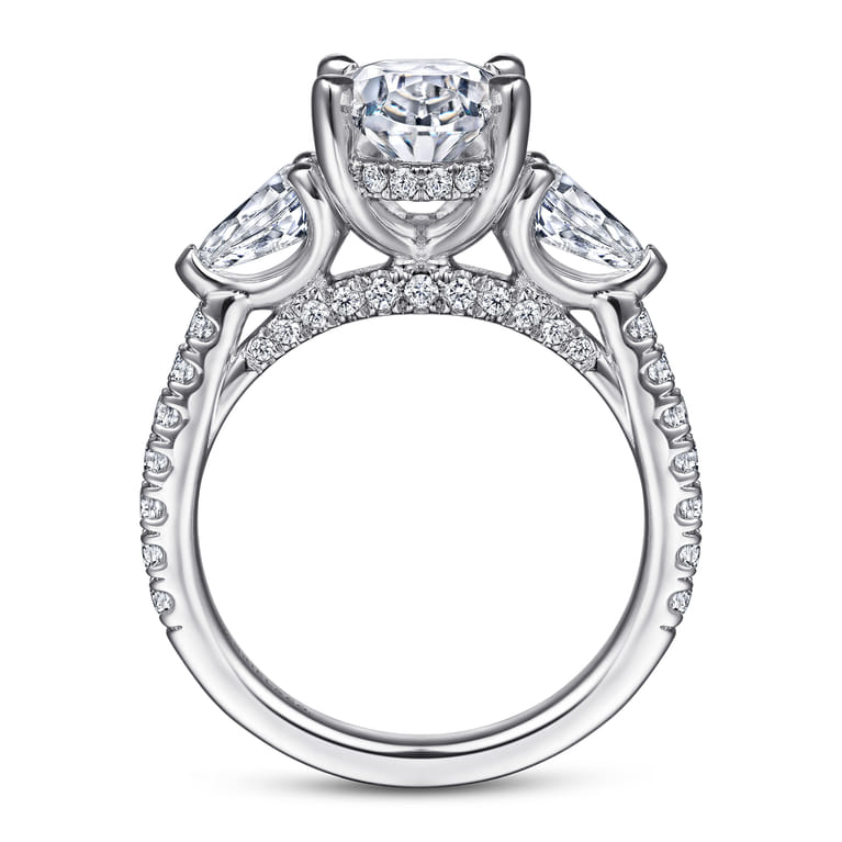 Holloway - 14K White Gold Oval 3 Stone Diamond Engagement Ring - 1.5 ct - Shot 2