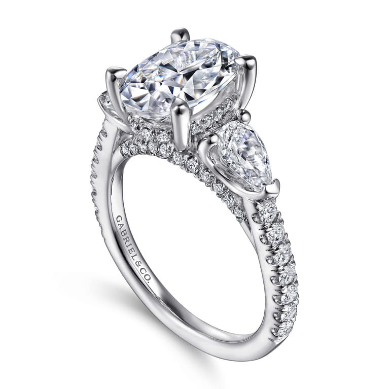 Holloway - 14K White Gold Oval 3 Stone Diamond Engagement Ring - 1.5 ct - Shot 3