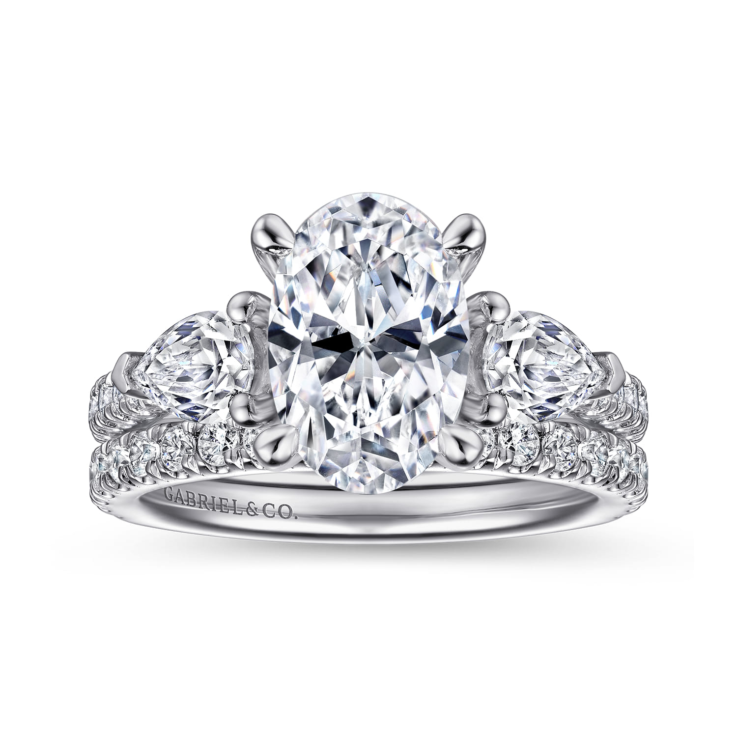 Holloway - 14K White Gold Oval 3 Stone Diamond Engagement Ring - 1.5 ct - Shot 4