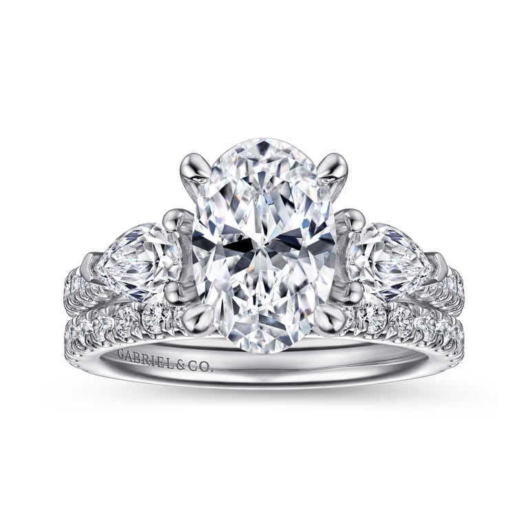Holloway - 14K White Gold Oval 3 Stone Diamond Engagement Ring - 1.5 ct - Shot 4