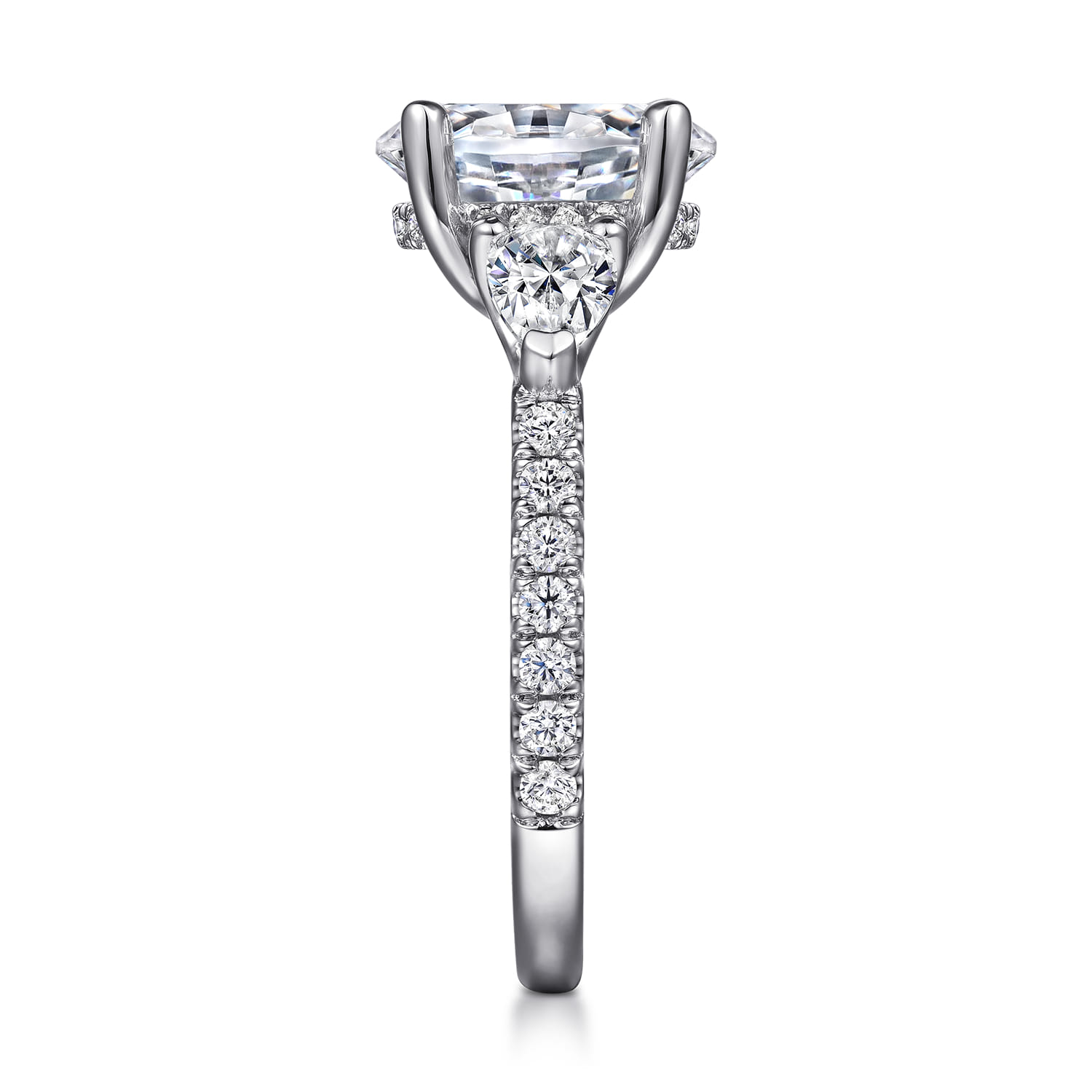 Holloway - 14K White Gold Oval 3 Stone Diamond Engagement Ring - 1.5 ct - Shot 5