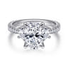 Yasmine - 14K White Gold Oval Three Stone Diamond Engagement Ring - 0.9 ct