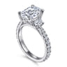 Yasmine - 14K White Gold Oval Three Stone Diamond Engagement Ring - 0.9 ct