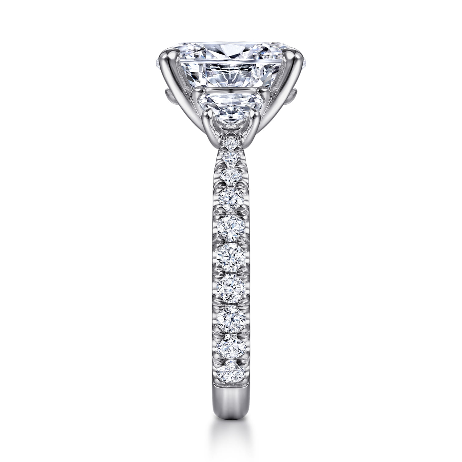 Yasmine - 14K White Gold Oval Three Stone Diamond Engagement Ring - 0.9 ct - Shot 5