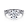 Isabel - 14K White Gold Oval Three Stone Diamond Engagement Ring - 0.57 ct