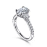 Isabel - 14K White Gold Oval Three Stone Diamond Engagement Ring - 0.57 ct