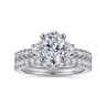 Isabel - 14K White Gold Oval Three Stone Diamond Engagement Ring - 0.57 ct