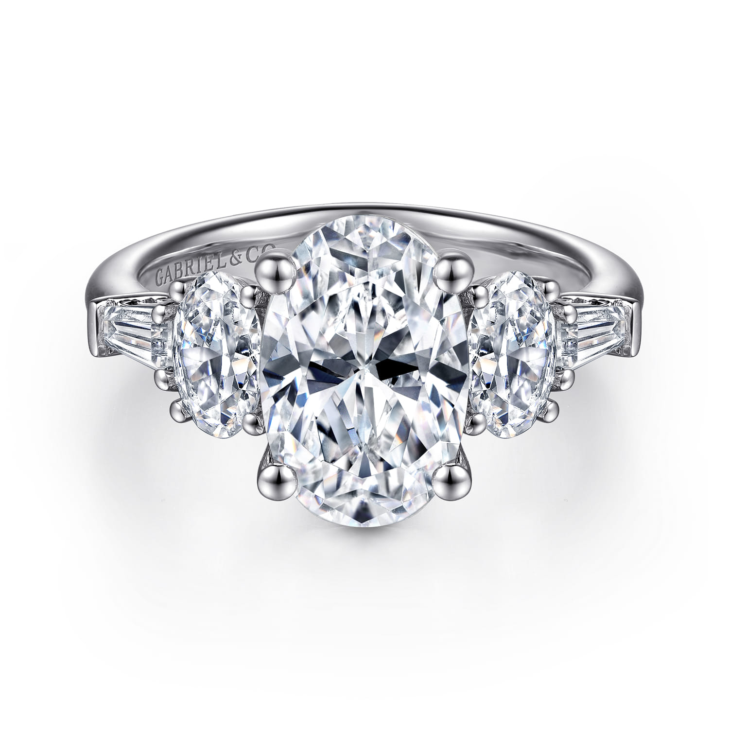 Evie - 14K White Gold Oval Five Stone Diamond Engagement Ring - 1.04 ct - Shot 1
