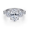 Evie - 14K White Gold Oval Five Stone Diamond Engagement Ring - 1.04 ct