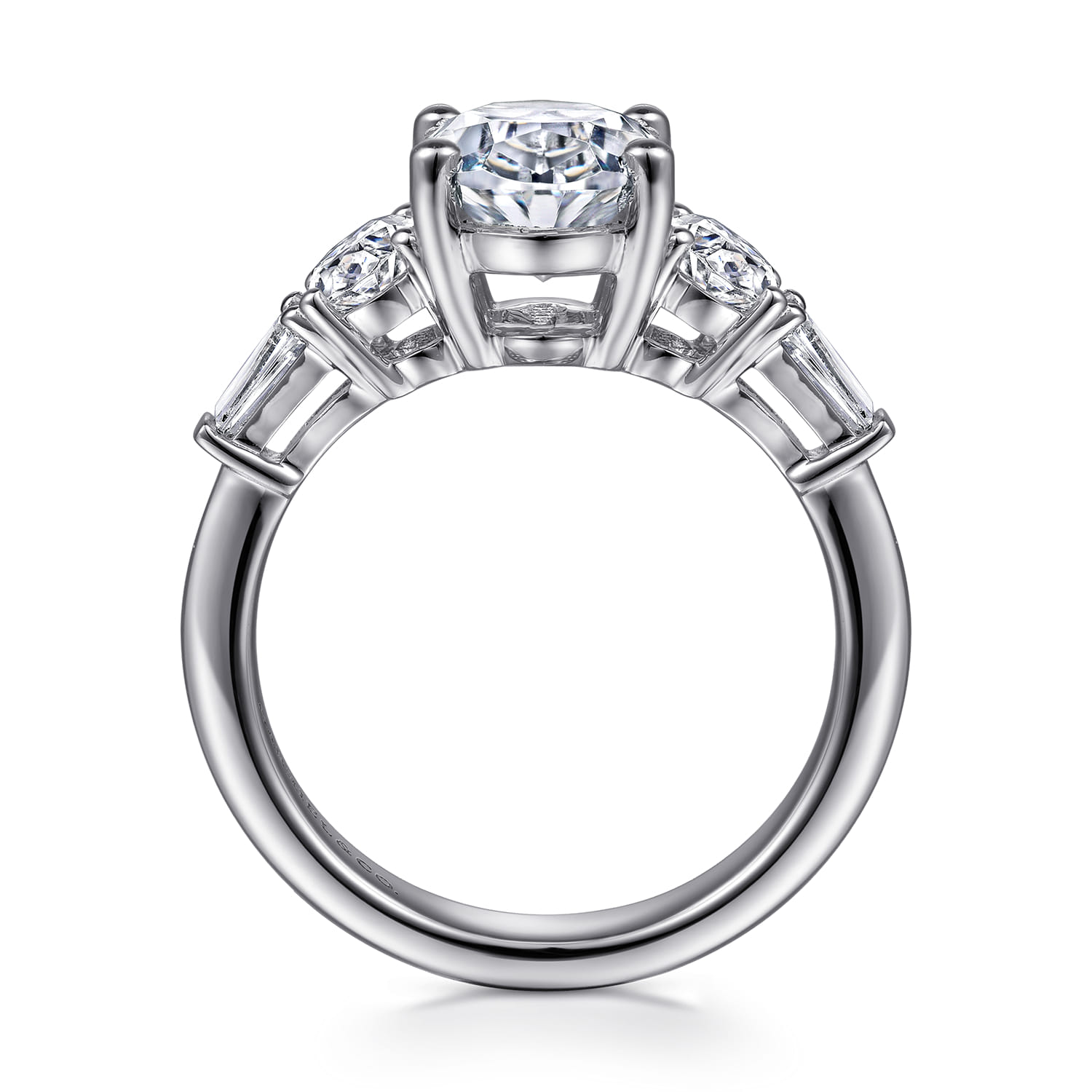 Evie - 14K White Gold Oval Five Stone Diamond Engagement Ring - 1.04 ct - Shot 2