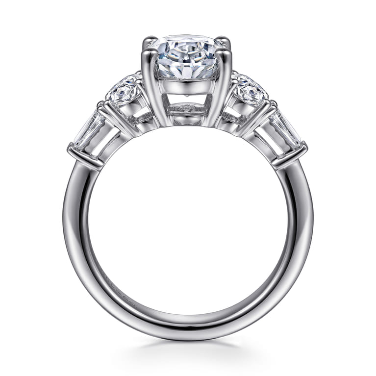 Evie - 14K White Gold Oval Five Stone Diamond Engagement Ring - 1.04 ct - Shot 2