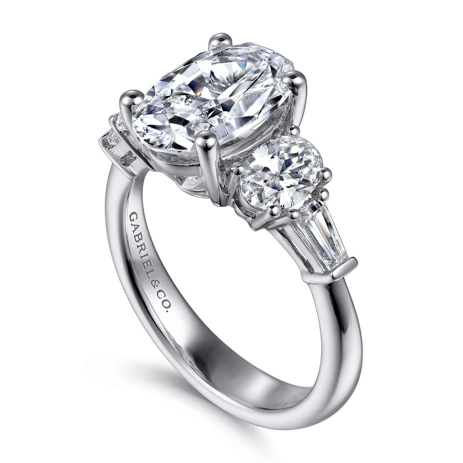 Evie - 14K White Gold Oval Five Stone Diamond Engagement Ring - 1.04 ct - Shot 3