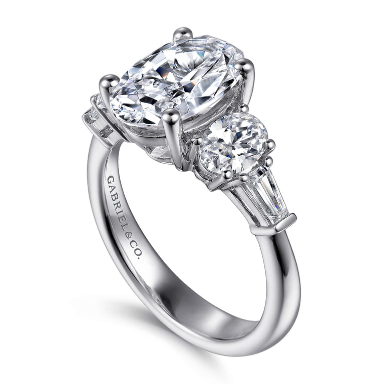Evie - 14K White Gold Oval Five Stone Diamond Engagement Ring - 1.04 ct - Shot 3