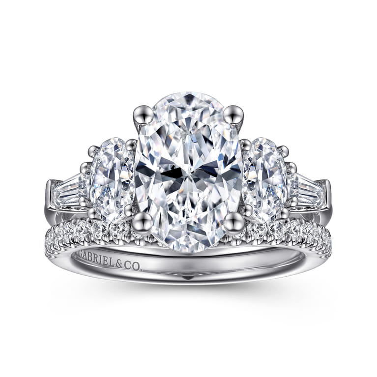 Evie - 14K White Gold Oval Five Stone Diamond Engagement Ring - 1.04 ct - Shot 4