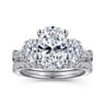 Evie - 14K White Gold Oval Five Stone Diamond Engagement Ring - 1.04 ct