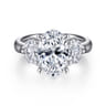 Laynie - 14K White Gold Oval Three Stone Diamond Engagement Ring - 1 ct