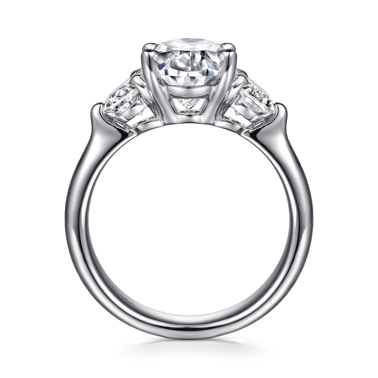 Laynie - 14K White Gold Oval Three Stone Diamond Engagement Ring - 1 ct - Shot 2