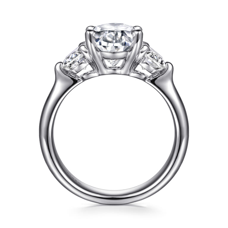 Laynie - 14K White Gold Oval Three Stone Diamond Engagement Ring - 1 ct - Shot 2