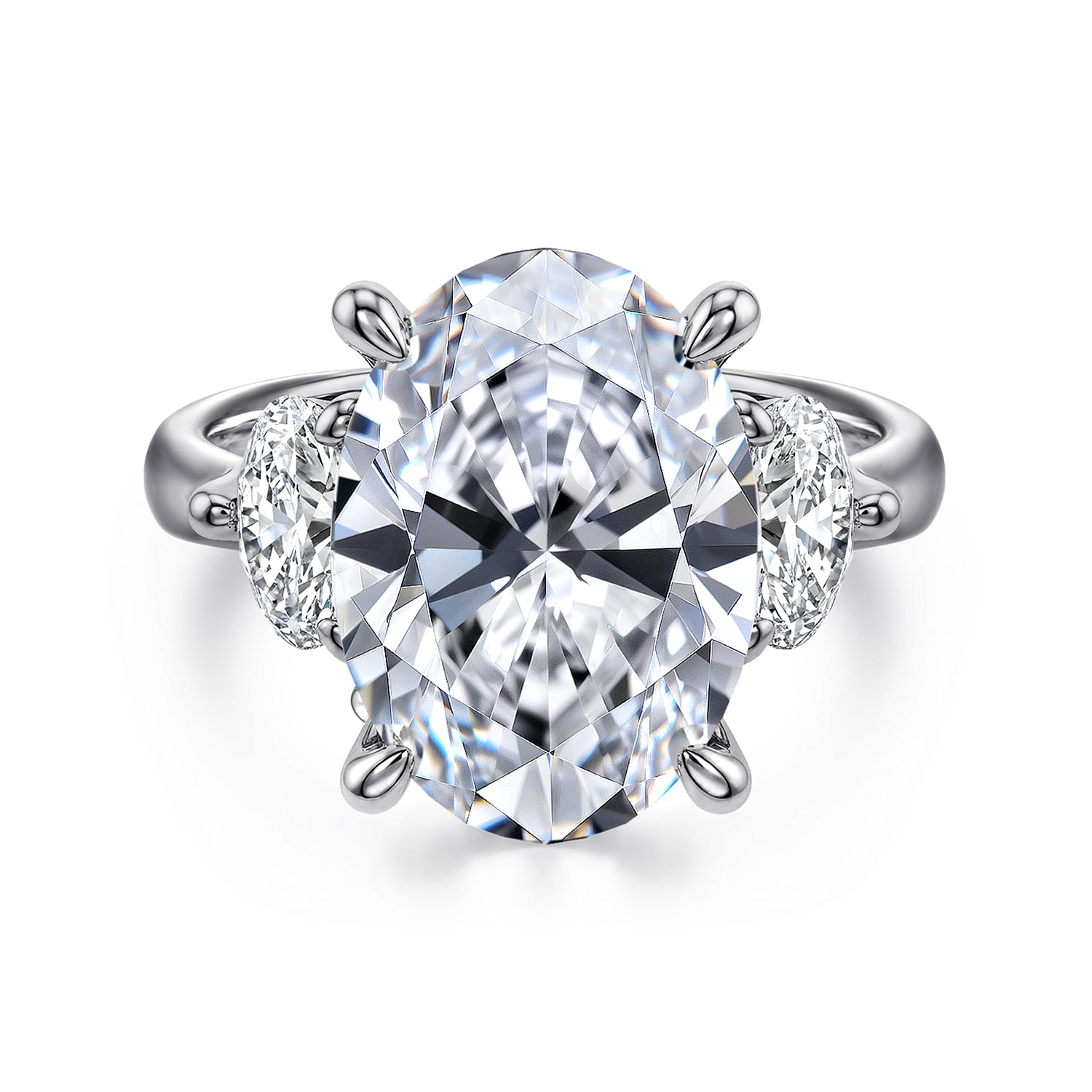 Laynie - 14K White Gold Oval Three Stone Diamond Engagement Ring - 1 ct - Shot 1