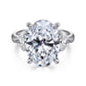 Laynie - 14K White Gold Oval Three Stone Diamond Engagement Ring - 1 ct
