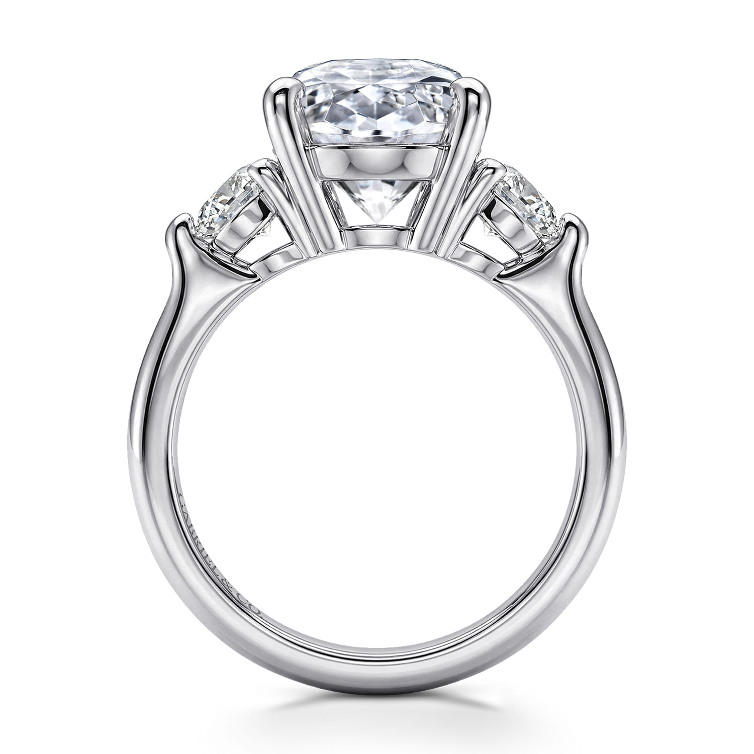 Laynie - 14K White Gold Oval Three Stone Diamond Engagement Ring - 1 ct - Shot 2