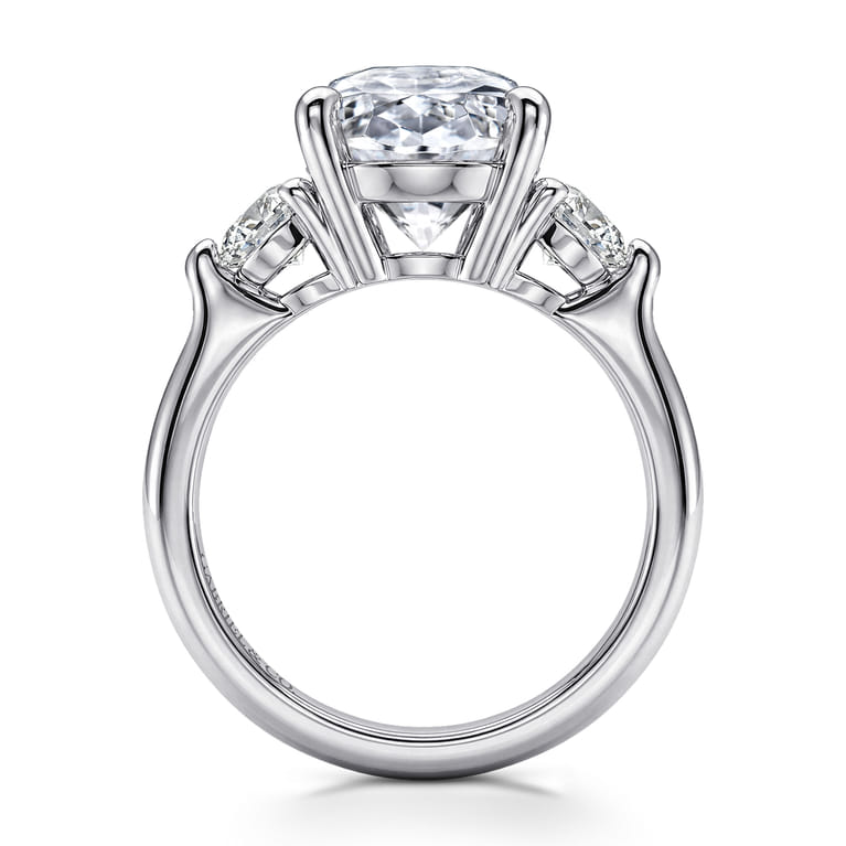 Laynie - 14K White Gold Oval Three Stone Diamond Engagement Ring - 1 ct - Shot 2