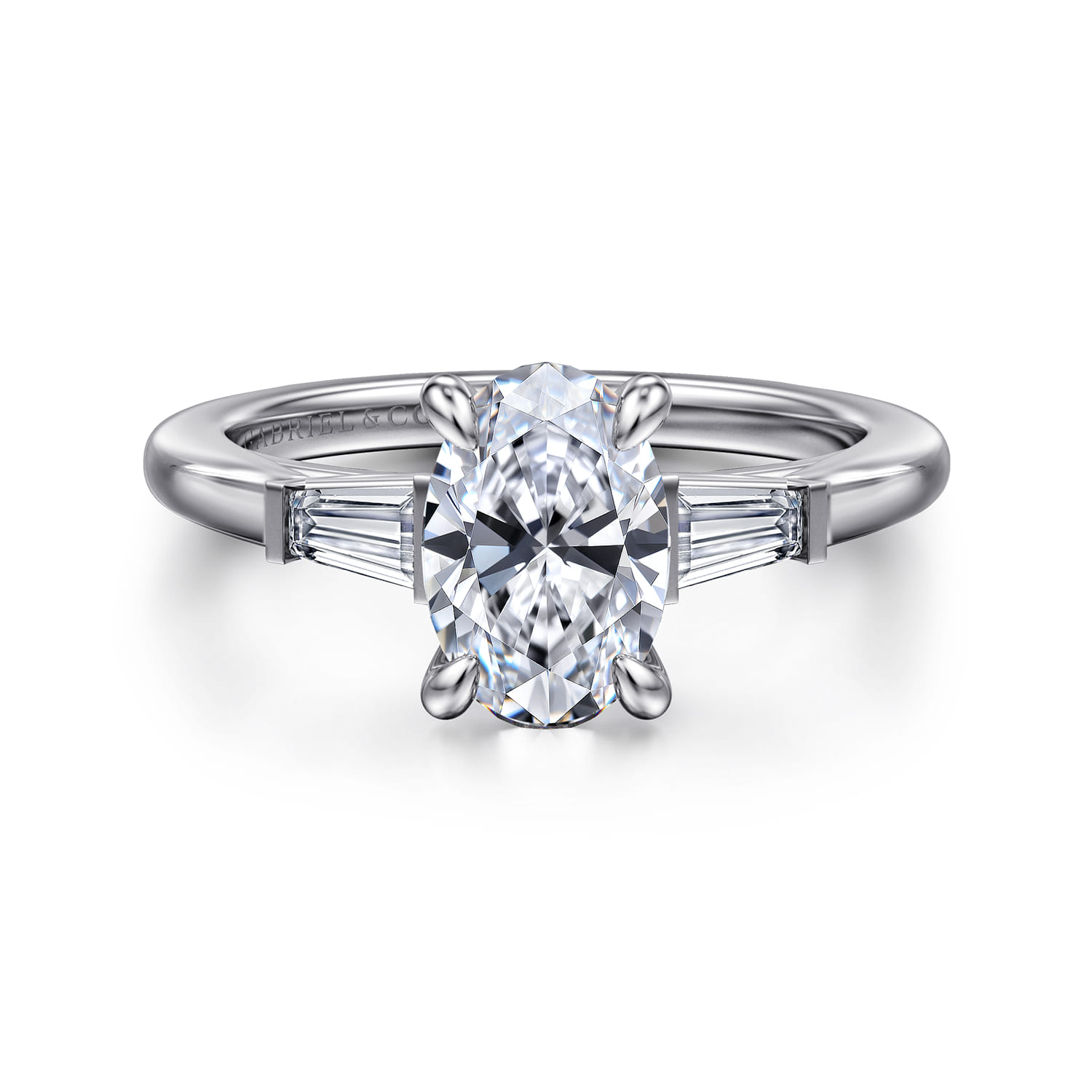 Acacia - 14K White Gold Oval Three Stone Diamond Engagement Ring - 0.3 ct - Shot 1