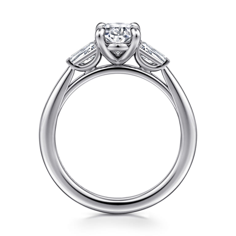 Acacia - 14K White Gold Oval Three Stone Diamond Engagement Ring - 0.3 ct - Shot 2