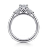 Acacia - 14K White Gold Oval Three Stone Diamond Engagement Ring - 0.3 ct