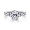 Abina - 14K White Gold Oval Three Stone Diamond Engagement Ring - 0.75 ct
