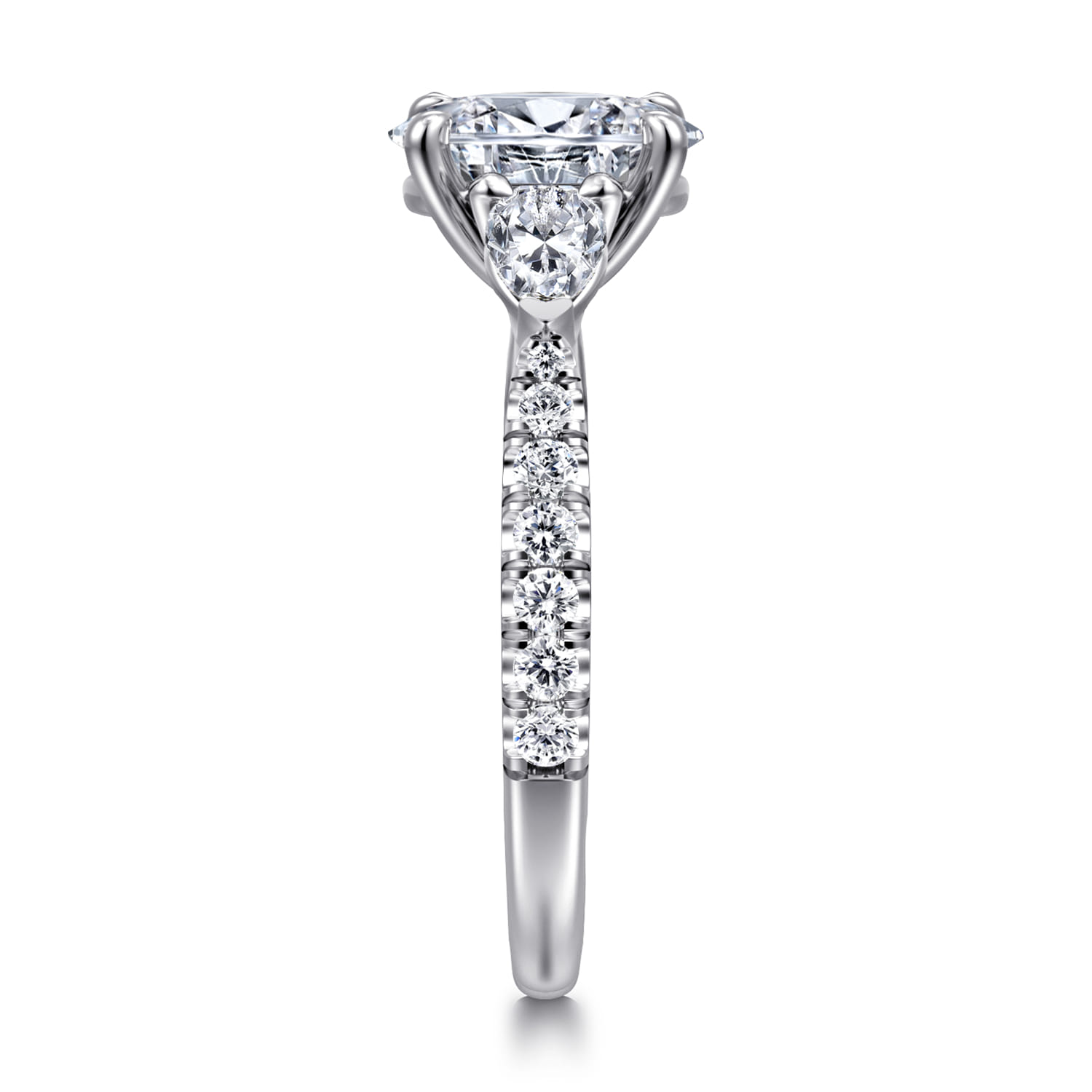 Abina - 14K White Gold Oval Three Stone Diamond Engagement Ring - 0.75 ct - Shot 4
