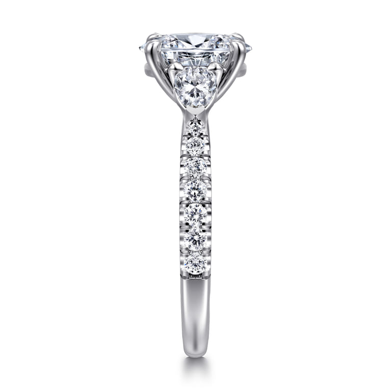 Abina - 14K White Gold Oval Three Stone Diamond Engagement Ring - 0.75 ct - Shot 4