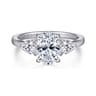Adalia - 14K White Gold Oval Three Stone Diamond Engagement Ring - 0.6 ct