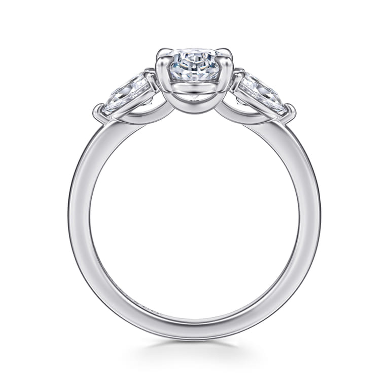 Adalia - 14K White Gold Oval Three Stone Diamond Engagement Ring - 0.6 ct - Shot 2