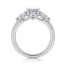 Adalia - 14K White Gold Oval Three Stone Diamond Engagement Ring - 0.6 ct