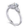 Adalia - 14K White Gold Oval Three Stone Diamond Engagement Ring - 0.6 ct