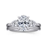 Adalia - 14K White Gold Oval Three Stone Diamond Engagement Ring - 0.6 ct