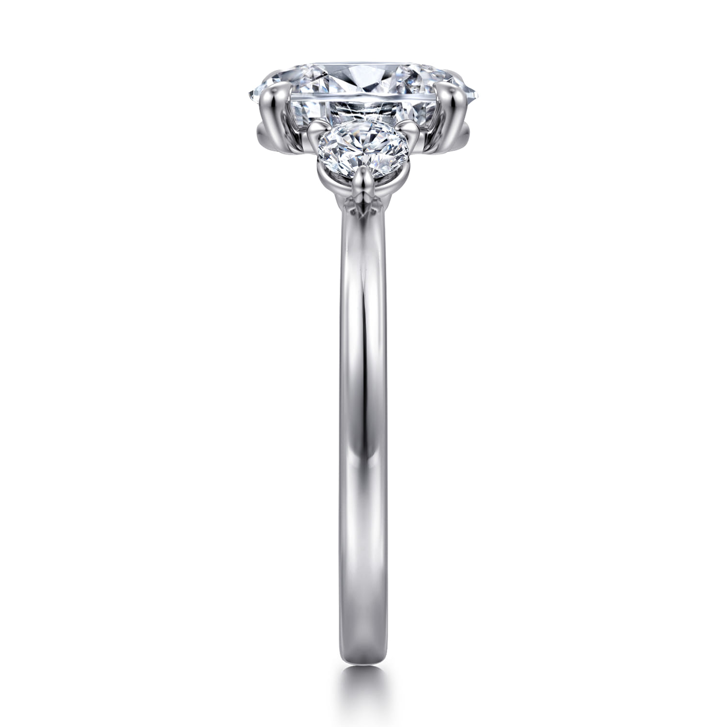 Adeline - 14K White Gold Oval Three Stone Diamond Engagement Ring - 0.35 ct - Shot 4