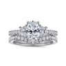 Euphoria - 14K White Gold Oval Three Stone Diamond Engagement Ring - 0.6 ct